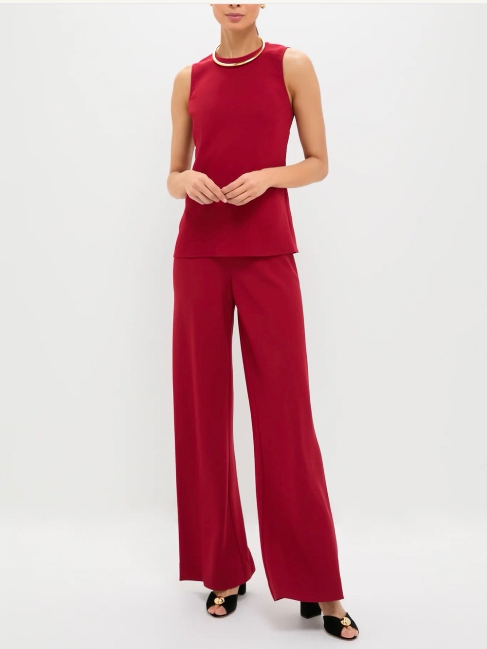 Staud Pomegranate Bronte Top and Matching  Wide-Leg Pant. Top is M & Pant L.